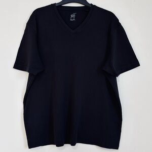 Raffi Shirt Men's XL Black V Neck Short Sleeve Cotton Basic Tee Soft Lightweight